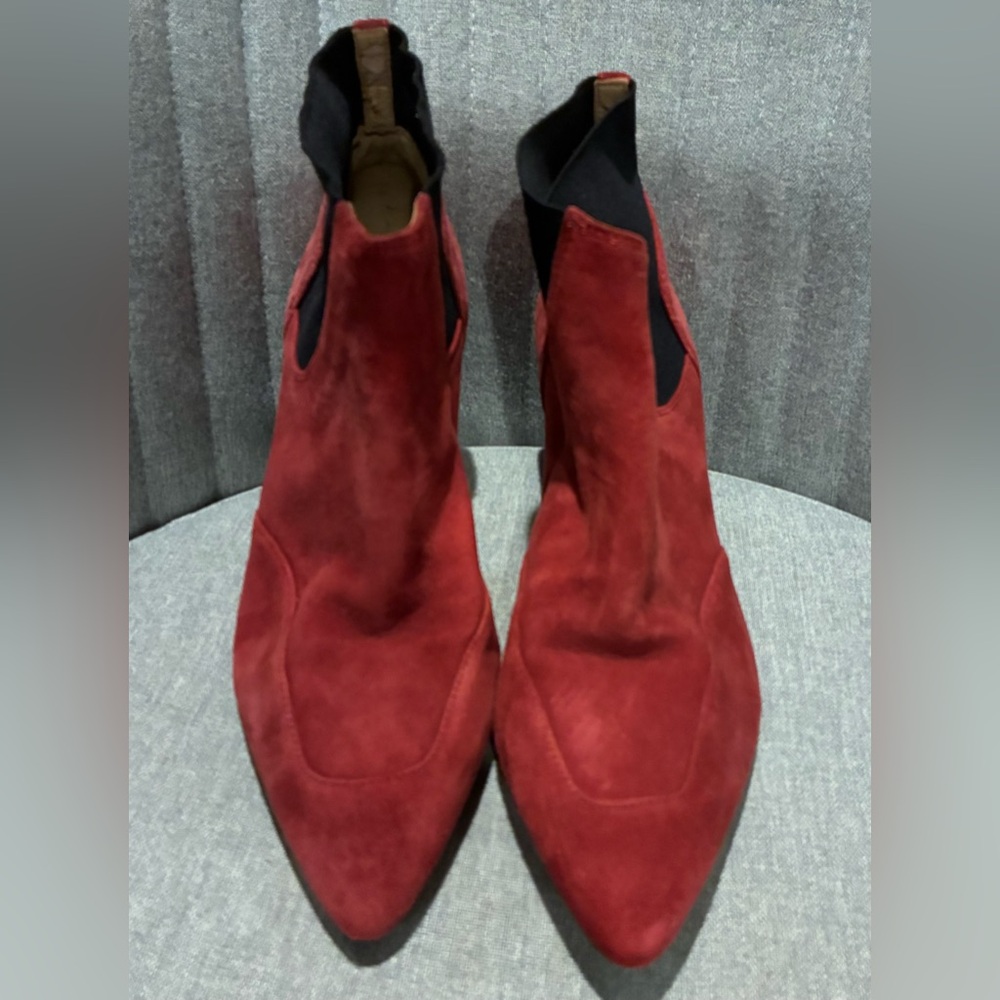 Naturalizer Red and Black Suede Ankle Booties - Picture 3 of 9